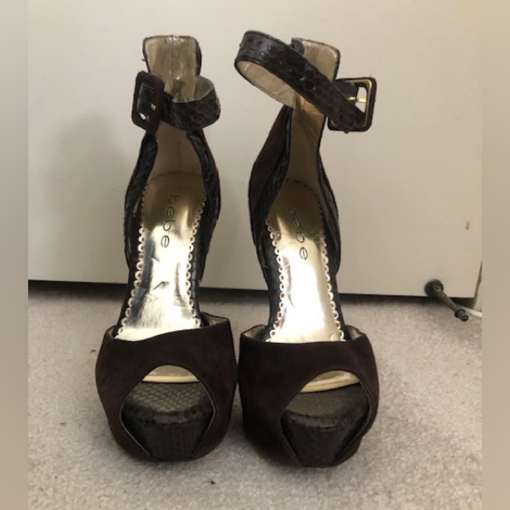 Bebe Black Peep Toe Heels